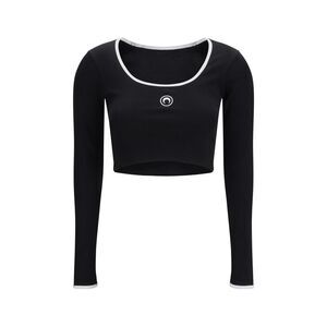 Marine Serre Women Moon Logo Bicolor Jersey Ls Roundneck T-